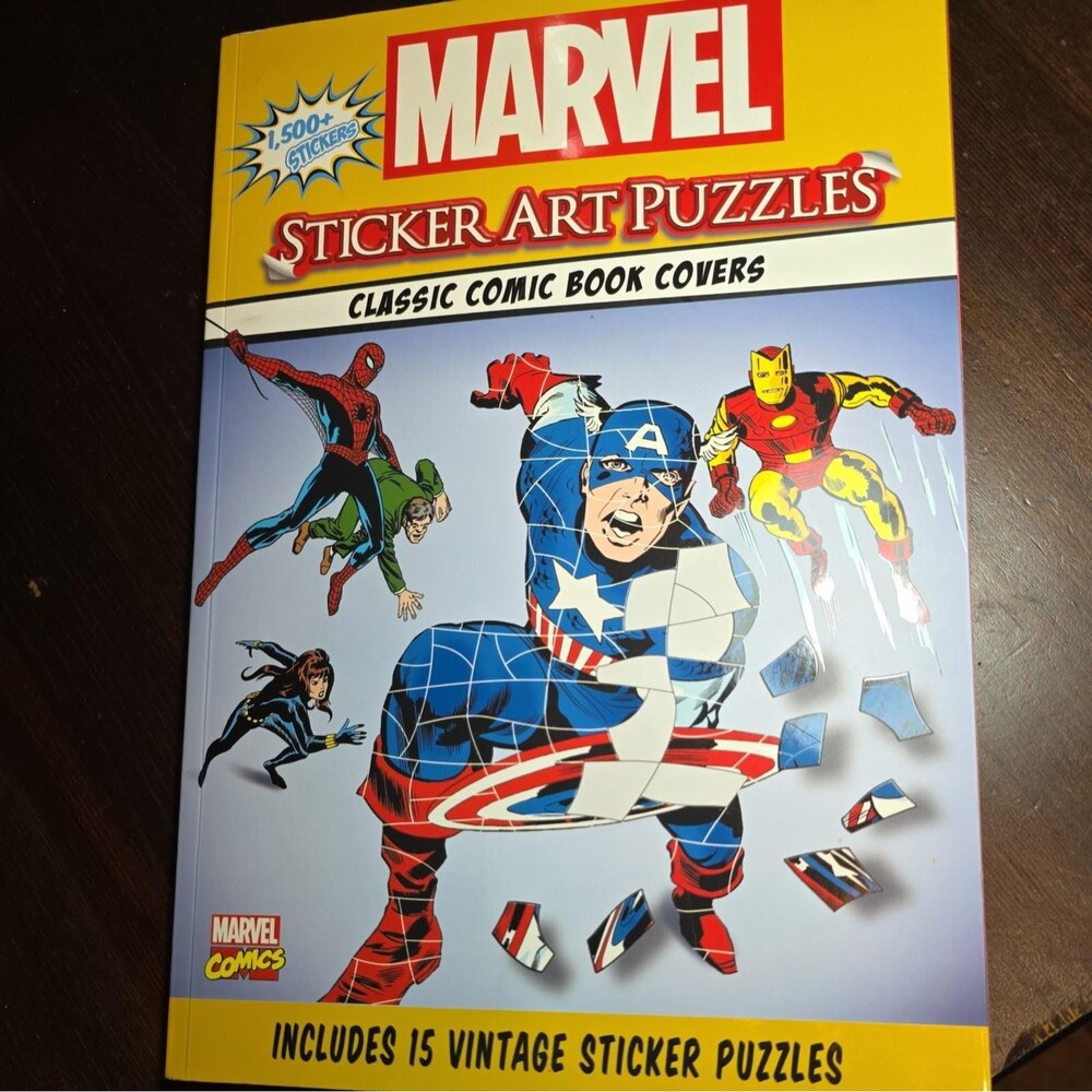 Marvel Comics Sticker Art Puzzle Book 15 Challenging Classic Comic Puzzles